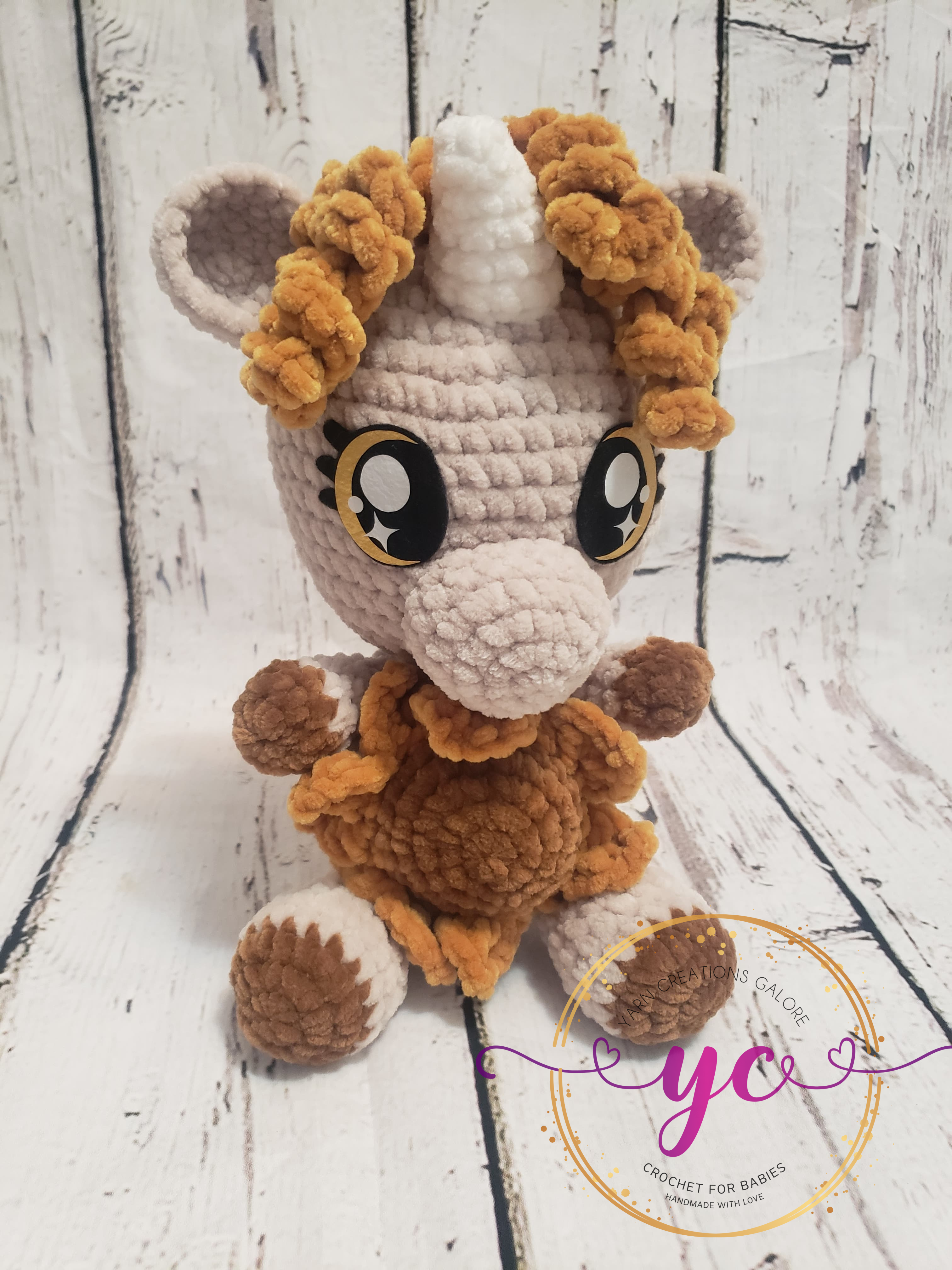Sunflower Unicorn with Felt Eyes – Yarn Creations Galore